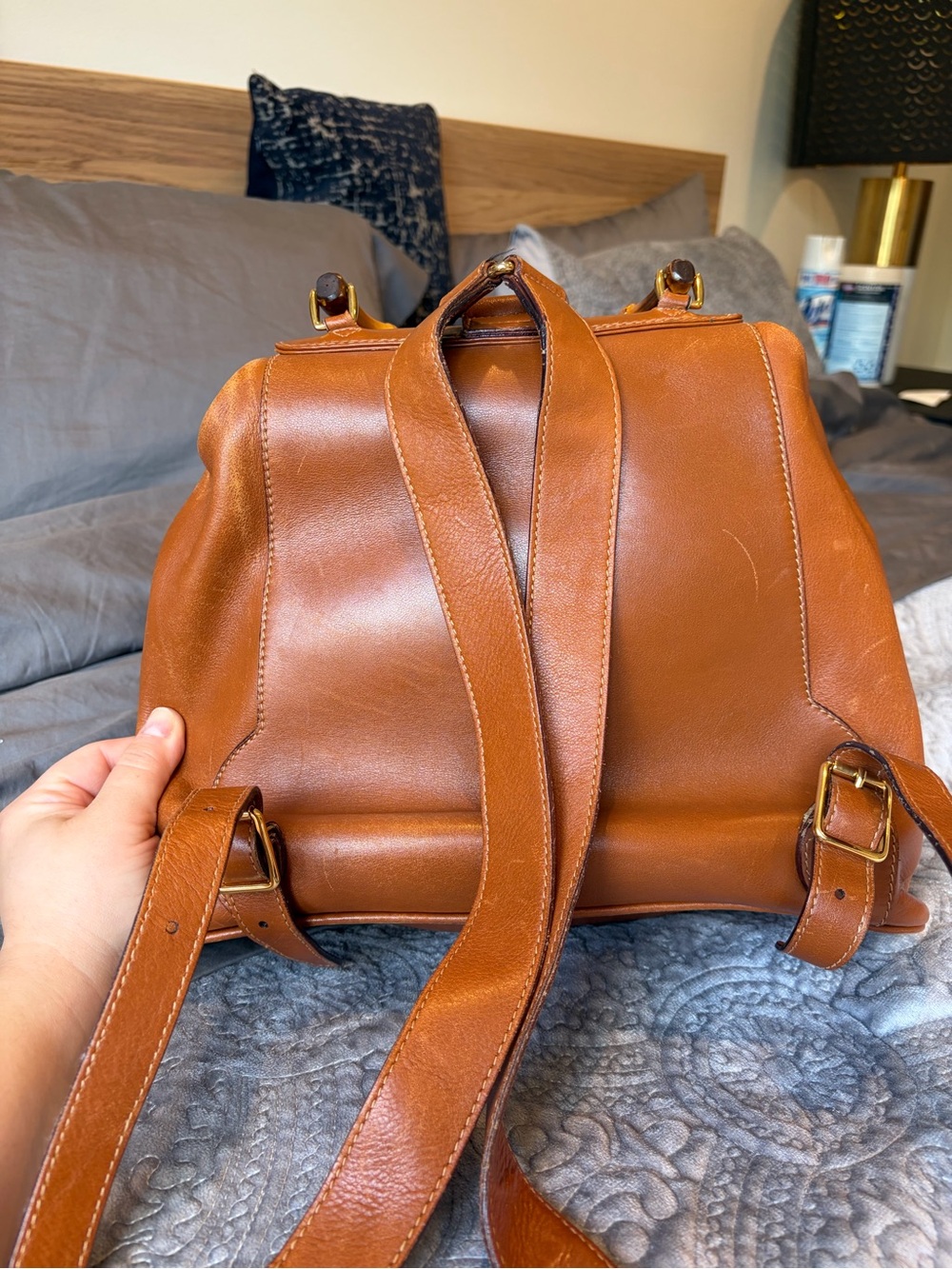 Gucci Brown Leather Backpack with Bamboo Buckles - Picture 2 of 16